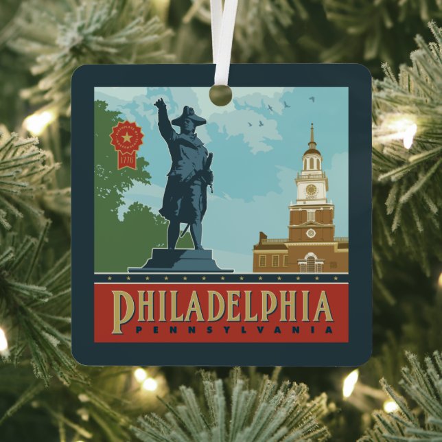 Philadelphia, PA | Independence Hall Metal Ornament (Insitu)