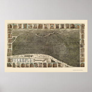 Philadelphia, PA Panoramic Map - 1886 Poster