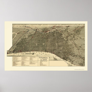 Philadelphia, PA Panoramic Map - 1888 Poster