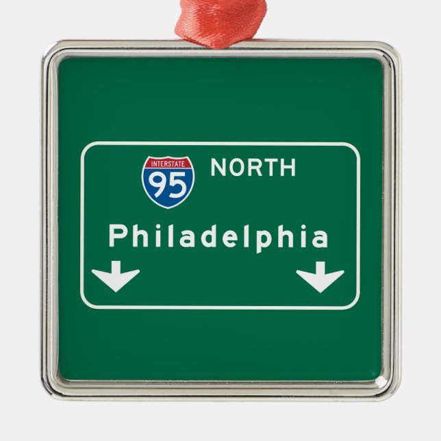 Philadelphia, PA Road Sign Metal Ornament (Front)