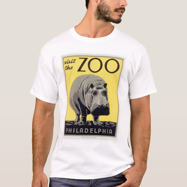 Philadelphia PA Zoo Hippo 1936 WPA T-Shirt (Front)