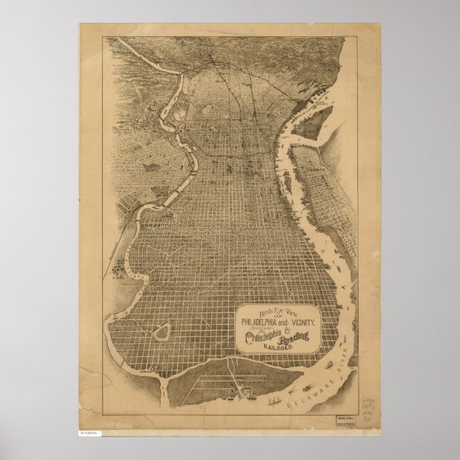 Philadelphia Penn 1870 Antique Panoramic Map Poster (Front)