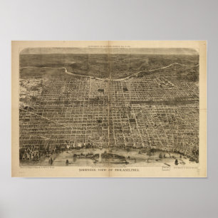 Philadelphia Penn 1872 Antique Panoramic Map Poster