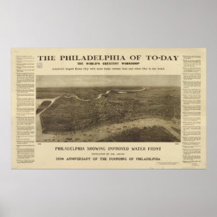 Philadelphia Penn 1908 Antique Panoramic Map Poster