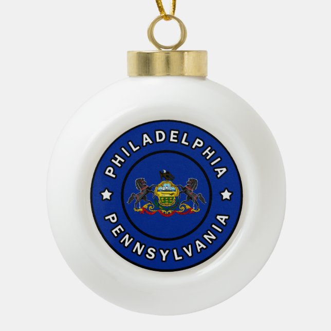 Philadelphia Pennsylvania Ceramic Ball Christmas Ornament (Front)
