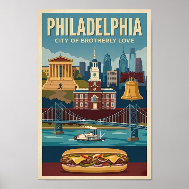 Philadelphia Pennsylvania Culture Illustration Art Poster (Front)