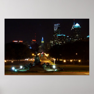 Philadelphia Pennsylvania, Downtown at night. Poster