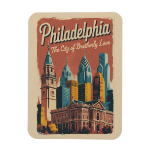 Philadelphia Pennsylvania Illustration Travel Art Magnet