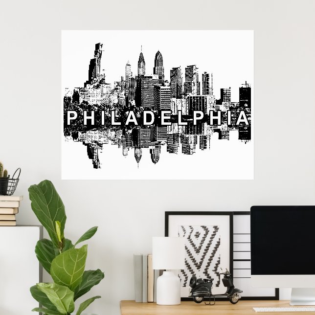 Philadelphia, Pennsylvania in black and white Poster (Home Office)