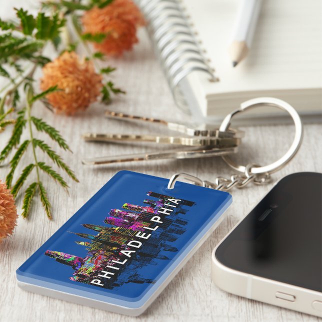 Philadelphia Pennsylvania in graffiti  Keychain (Front Right)