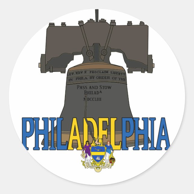Philadelphia Pennsylvania Liberty Bell Classic Round Sticker (Front)