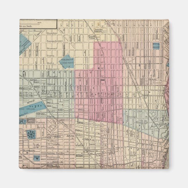 Philadelphia, Pennsylvania Map Magnet (Front)