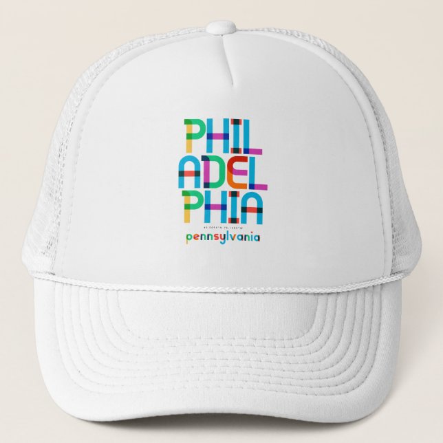 Philadelphia Pennsylvania Mid Century, Pop Art, Trucker Hat (Front)