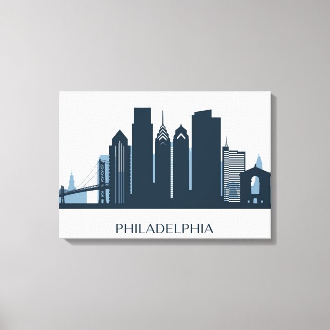 Philadelphia, Pennsylvania | Monochromatic City Canvas Print (Front)
