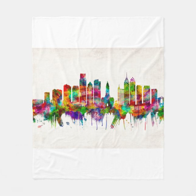 Philadelphia Pennsylvania Skyline Fleece Blanket (Front)