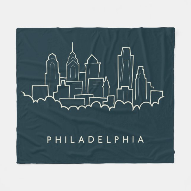 Philadelphia Pennsylvania Skyline Fleece Blanket (Front (Horizontal))