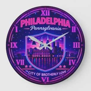 Philadelphia Pennsylvania Skyline Large Clock