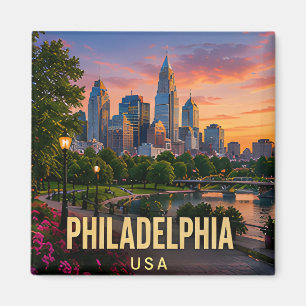 Philadelphia Pennsylvania Skyline Waterfront Trave Magnet