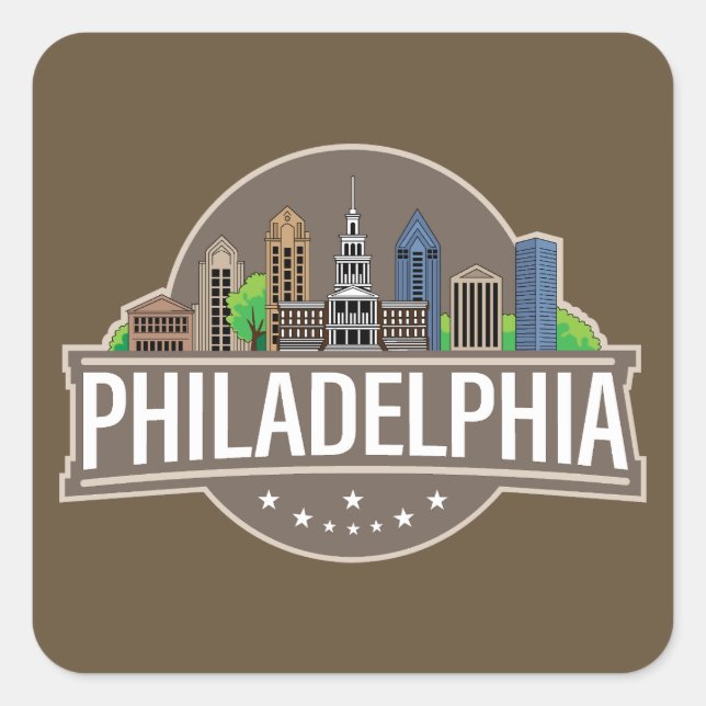 Philadelphia Pennsylvania Square Sticker (Front)