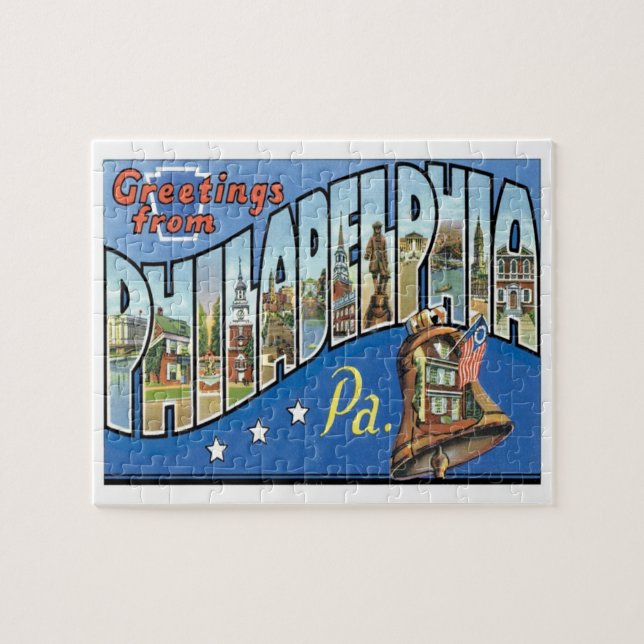 Philadelphia Pennsylvania Vintage Travel Jigsaw Puzzle (Horizontal)