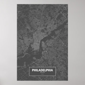 Philadelphia, Pennsylvania (white on black) Poster