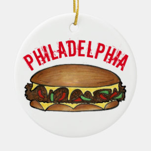 Philadelphia Philly PA Cheese Steak Sandwich Ceramic Ornament