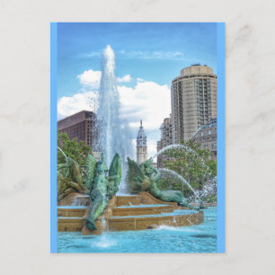 Philadelphia Postcard-City Hall-Swann Fountain Postcard