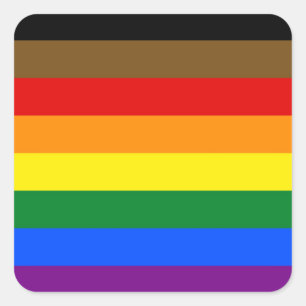 Philadelphia Pride Flag LGBT rainbow gay symbol Square Sticker