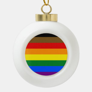 Philadelphia Pride Flag LGBTQ Ceramic Ball Christmas Ornament