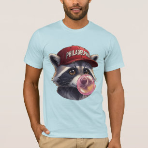 Philadelphia Raccoon with Bubblegum and Red Hat T-Shirt