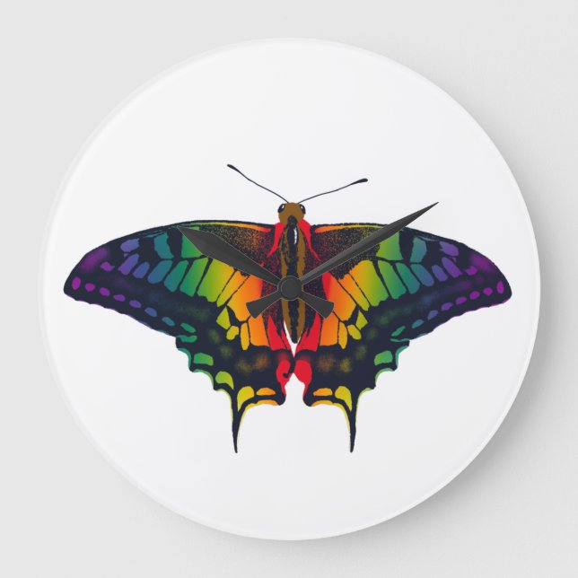 Philadelphia Rainbow Pride Flag Swallowtail Large Clock (Front)
