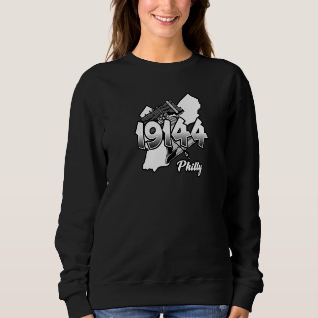 Philadelphia Silhouette with Zip Code 19144 and Li Sweatshirt (Front)