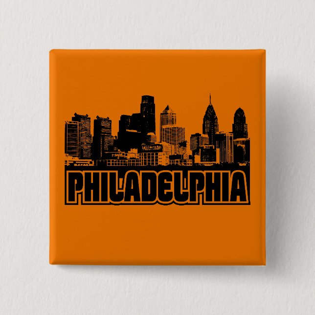 Philadelphia Skyline 2 Inch Square Button (Front)