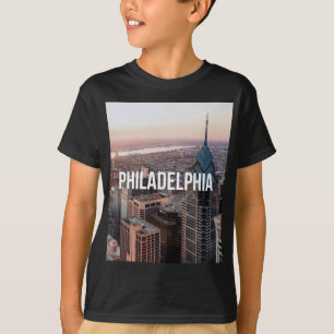 Philadelphia Skyline Aerial View Typography Urban T-Shirt