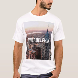 Philadelphia Skyline Aerial View Typography Urban  T-Shirt