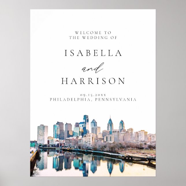 PHILADELPHIA Skyline Destination Wedding Welcome Poster (Front)