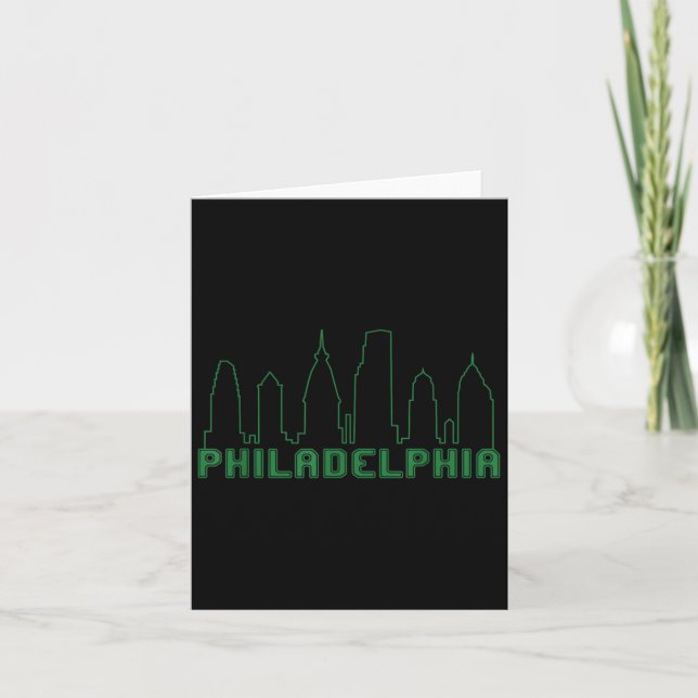 Philadelphia Skyline Downtown Cityscape Brotherly  Card (Front)