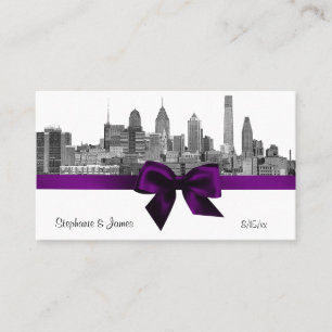 Philadelphia Skyline Etch BW Purple Place Cards #2