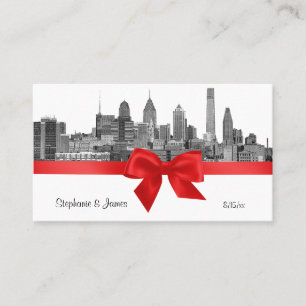 Philadelphia Skyline Etch BW Red Escort Cards