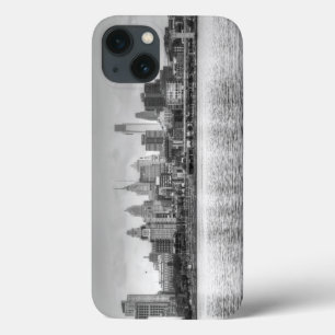 Philadelphia skyline in black and white iPhone 13 case