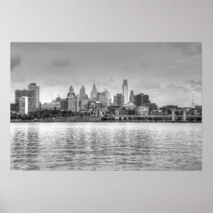 Philadelphia skyline in black and white poster