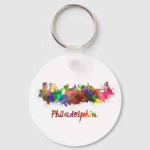 Philadelphia skyline in watercolor keychain