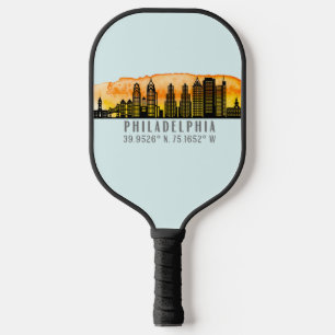 Philadelphia Skyline Map Coordinates Pickleball Paddle