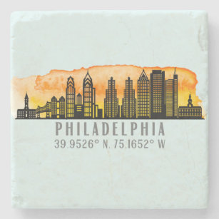 Philadelphia Skyline Map Coordinates  Stone Coaster