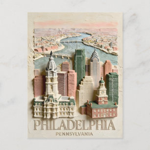 Philadelphia Skyline Modern Textured Cityscape Postcard