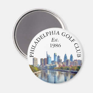 Philadelphia Skyline Personalized Golf Club Name Magnet