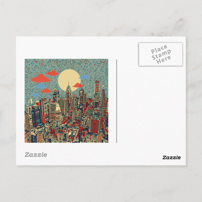 philadelphia skyline postcard (Back)