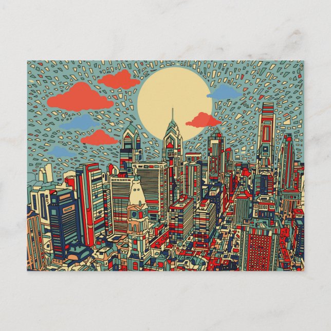 philadelphia skyline postcard (Front)