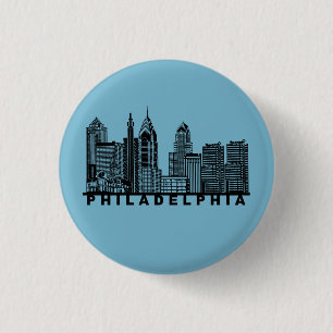 Philadelphia Skyline Silhouette 1 Inch Round Button