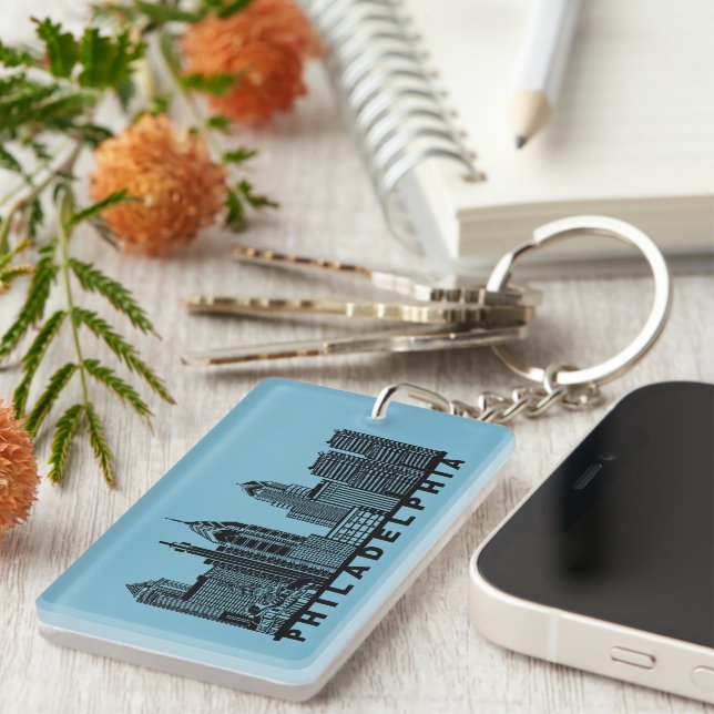 Philadelphia Skyline Silhouette  Keychain (Front Right)
